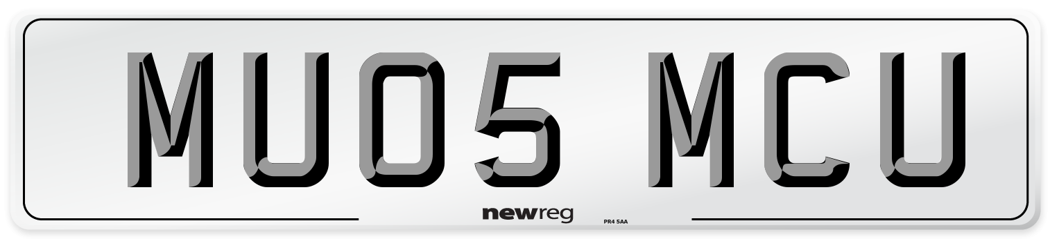 MU05 MCU Number Plate from New Reg
